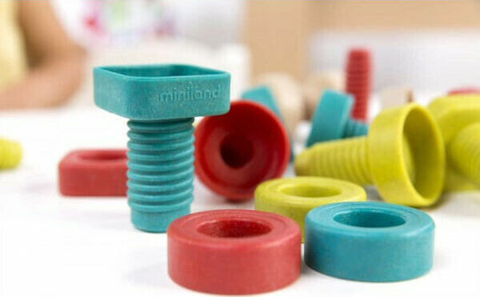 Miniland Wooden Construction Toy Eco Activity Nuts & Bolts for Children 2+ years+ Years