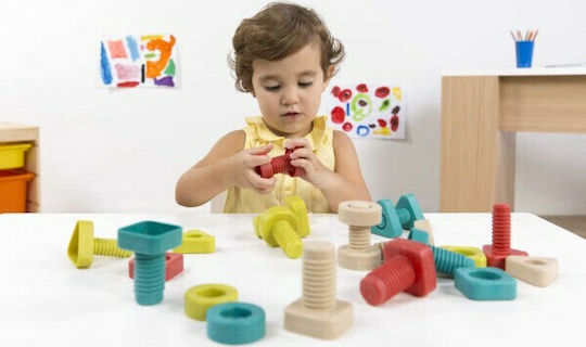 Miniland Wooden Construction Toy Eco Activity Nuts & Bolts for Children 2+ years+ Years