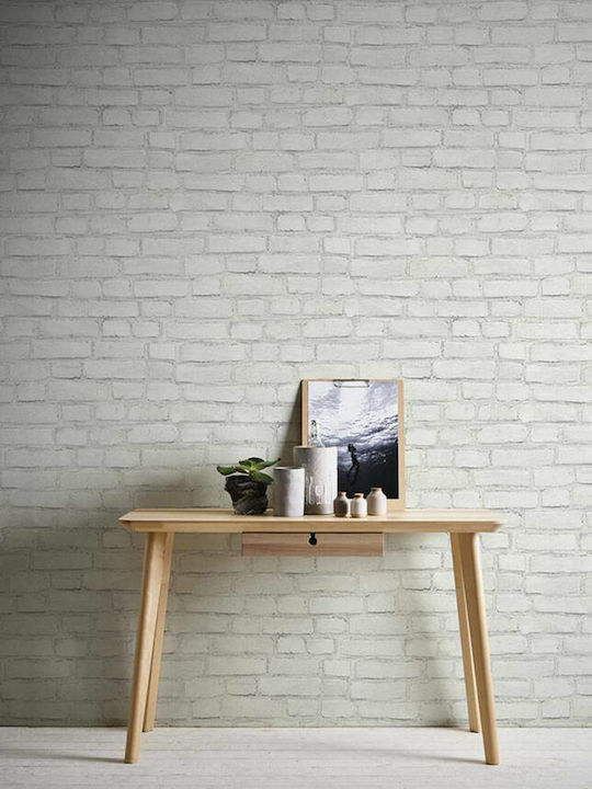 Wall Wallpaper Brick Neue Bude Vinyl White - Grey 1000x53cm Washable