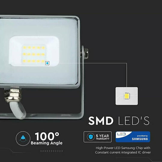 V-TAC Στεγανός Προβολέας LED 10W Ψυχρό Λευκό 6400K IP65