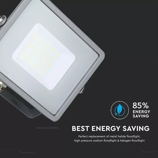 V-TAC Αδιάβροχος LED Προβολέας 30W Топло бяло 3000К IP65