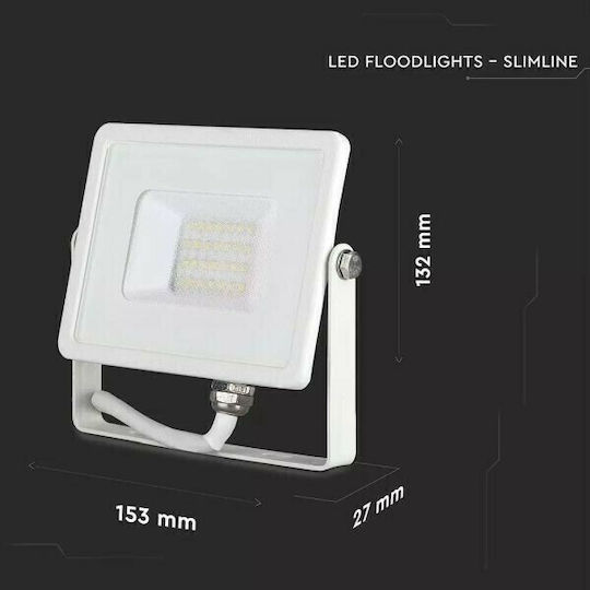 V-TAC Στεγανός Προβολέας LED 20W Ψυχρό Λευκό 6400K IP65