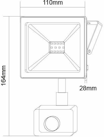 Aca Waterproof LED Flood Light 20W Warm White 3000K with Motion Sensor and Photocell IP66