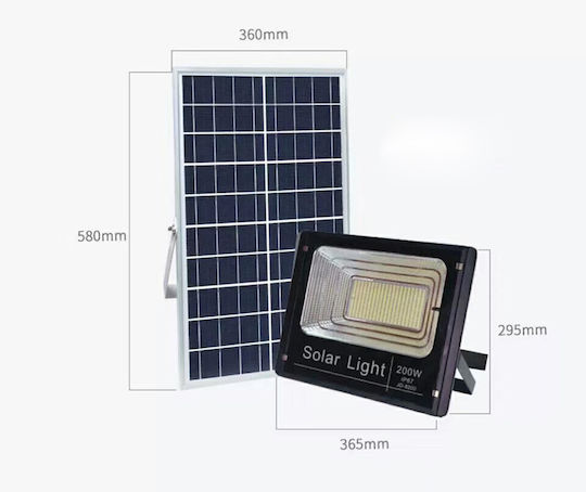 Factory JD-8200 Στεγανός Ηλιακός Προβολέας LED 200W Ψυχρό Λευκό 6000K με Τηλεχειριστήριο IP67