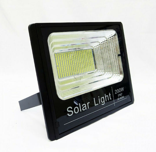 Factory JD-8200 Στεγανός Ηλιακός Προβολέας LED 200W Ψυχρό Λευκό 6000K με Τηλεχειριστήριο IP67
