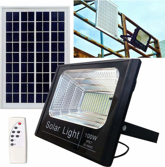 Factory Αδιάβροχος Слънчев LED Προβολέας 100W Студено бяло με Τηλεχειριστήριο IP66