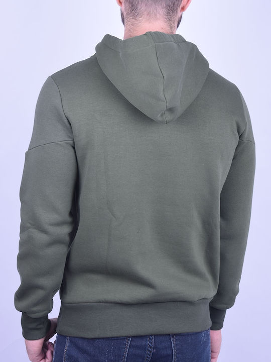 Paco & Co 218588 Men's Sweatshirt with Hood and Pockets Khaki