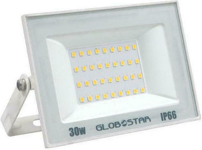 GloboStar Osiris Στεγανός Προβολέας IP66 Ισχύος 30W με Φυσικό Λευκό Φως 105LM/W σε Λευκό χρώμα