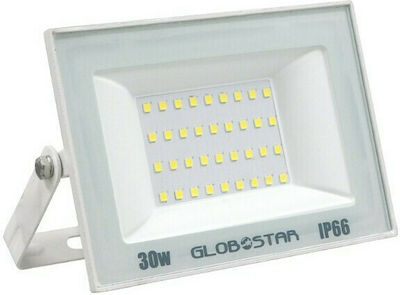 GloboStar Osiris Στεγανός Προβολέας IP66 Ισχύος 30W με Ψυχρό Λευκό Φως σε Λευκό χρώμα