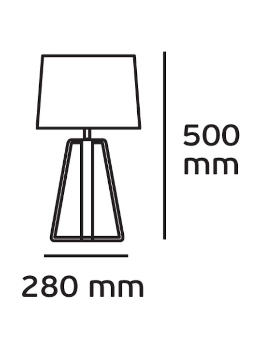 VK Lighting Wood Table Lamp for Socket E27 with White Shade and Beige Base