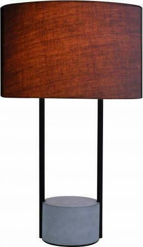 Viokef Allegro Metal Table Lamp for Socket E27 with Gray Shade and Base