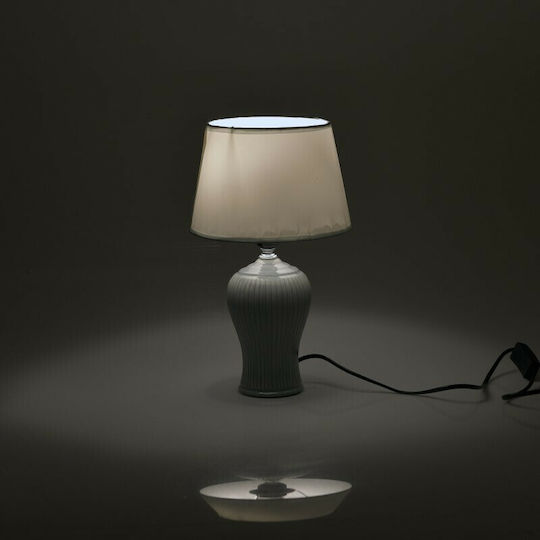 Click Ceramică Lampă de masă pentru Soclu E27 cu Abajur Gri și Bază