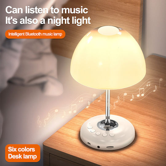 JY85 Metal Table Lamp LED with White Shade and Silver Base
