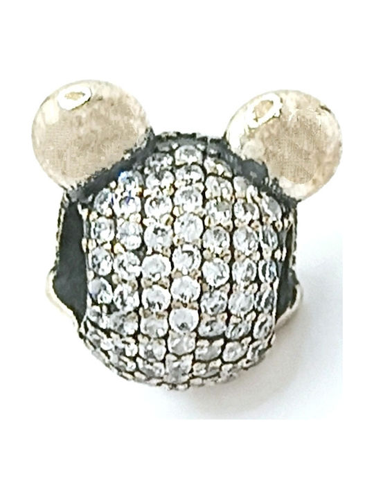 Silver 925 oxidized charm for bracelet with Minnie Mouse design