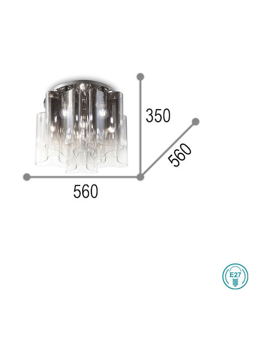 Ideal Lux Compo PL6 Modernă De sticlă Plafonieră de tavan cu Dulie E27 56buc Argint