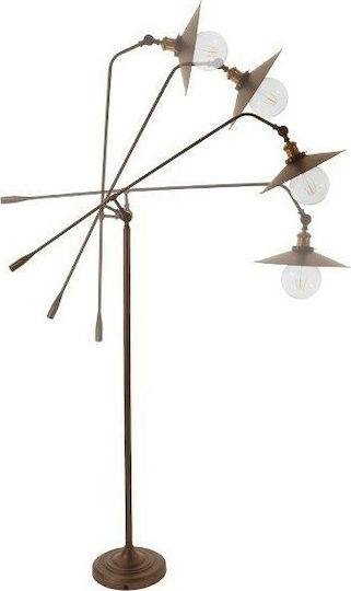 GloboStar Silene Vintage Floor Lamp H194xW27cm. with Socket for Bulb E27 Brown