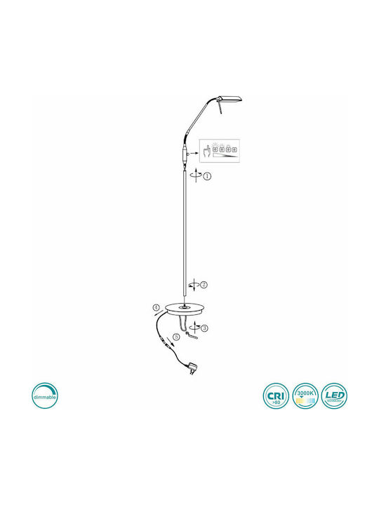 Wofi Cory LED Φωτιστικό Δαπέδου Υ150xΜ27εκ. με Θερμό Λευκό Φως 600lm Χρυσό