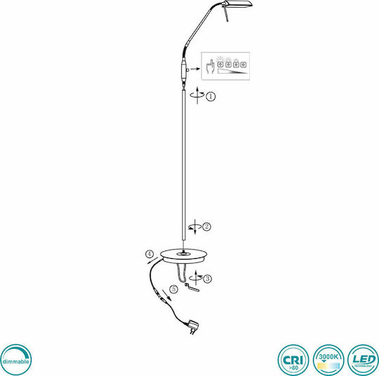 Wofi Cory Lampa de podea LED Î150xL27cm. cu Lumină Alb Cald 600lm Auriu