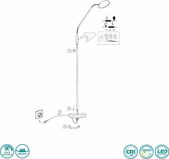 Wofi Orta Lampa de podea LED Î135xL23cm. cu Lumină Alb Cald 800lm Auriu