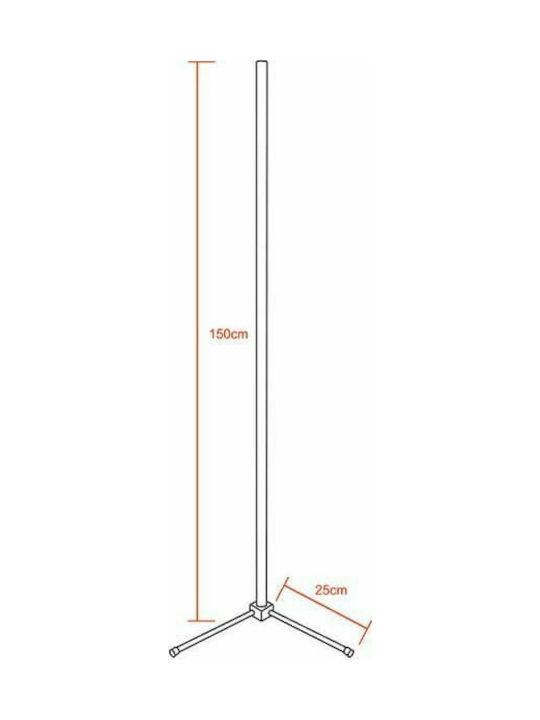 GloboStar LED Φωτιστικό Δαπέδου Υ150εκ. με Ρυθμιζόμενο Λευκό Φως 130lm Μαύρο