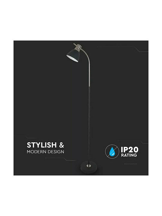 V-TAC Floor Lamp H154xW20cm. with Socket for Bulb E27 Black