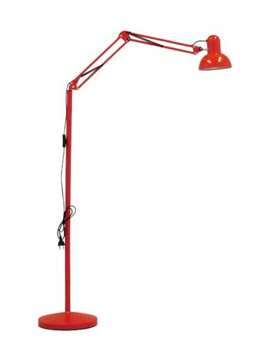 GloboStar Audrey Vintage Floor Lamp H190xW27.5cm. with Socket for Bulb E27 Red