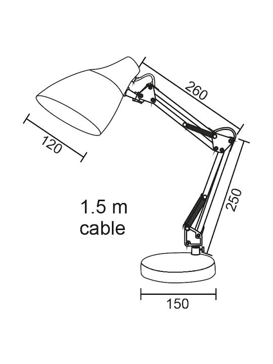 Aca Kingston Office Lamp with Foldable Arm for Socket E27 in Orange Color