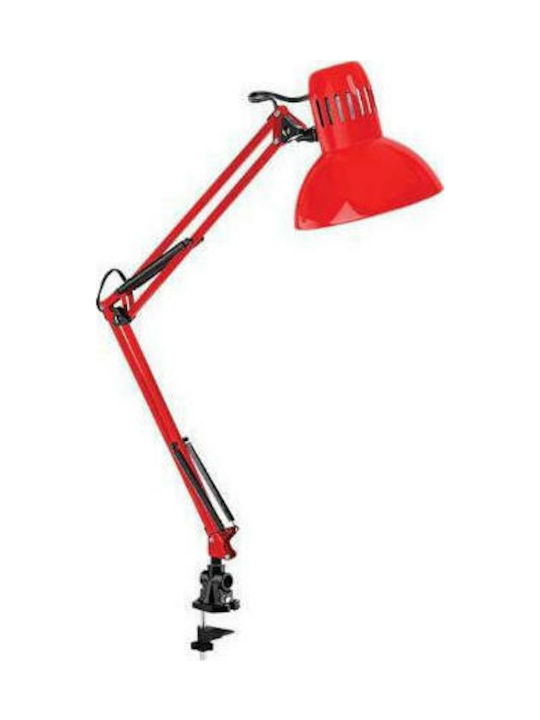 Fos me Office Lamp with Foldable Arm for Socket E27 in Red Color