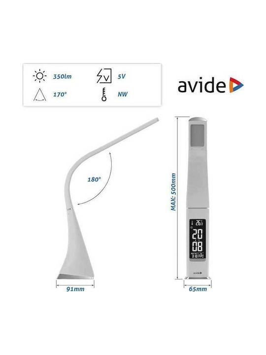 Avide ABLDL-BLC-6W-WH LED Office Lamp with Flexible Arm in White Color
