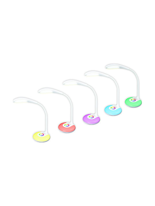 Esperanza Altair Настолна Лампа с Гъвкаво Рамо за Цокъл Вграден LED 3W RGB - 3W RGB в Бял Цвят