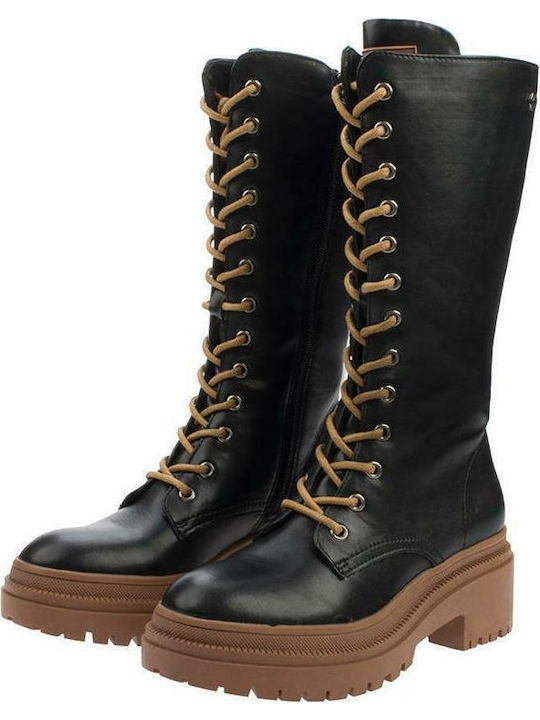 Γυναικείες Μπότες με Μεσαίο Τακούνι Black / Camel