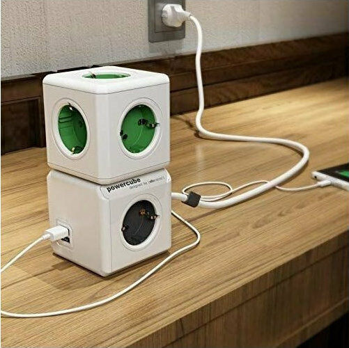 Allocacoc Extended PowerCube 5 Sockets with Cable 1.5m Green