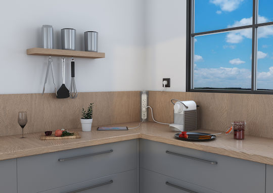 Legrand Corner Πολύπριζο 3 Θέσεων με 1 USB-A, 1 USB-C και Καλώδιο 1m Ασημί