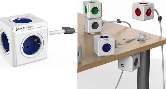 Allocacoc Extended PowerCube 4 Prize cu 2 USB-A și Cablu 1.5m