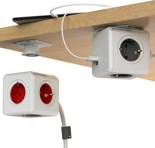 Allocacoc Extended PowerCube 4 Prize cu 2 USB-A și Cablu 1.5m