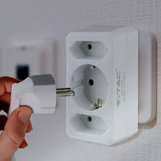 V-TAC T-Shaped Wall Plug 3 Positions
