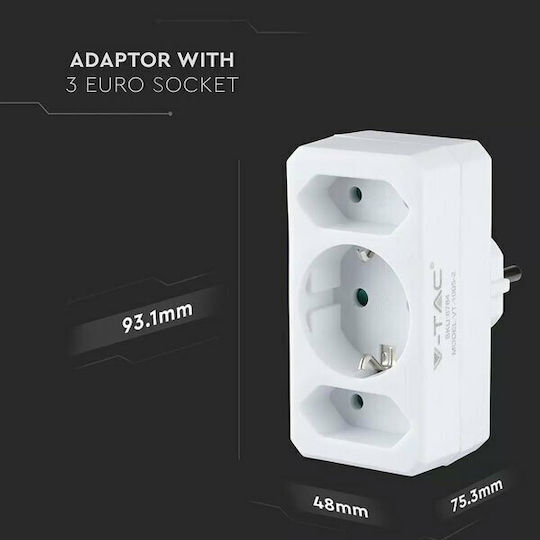 V-TAC T-Shaped Wall Plug 3 Positions