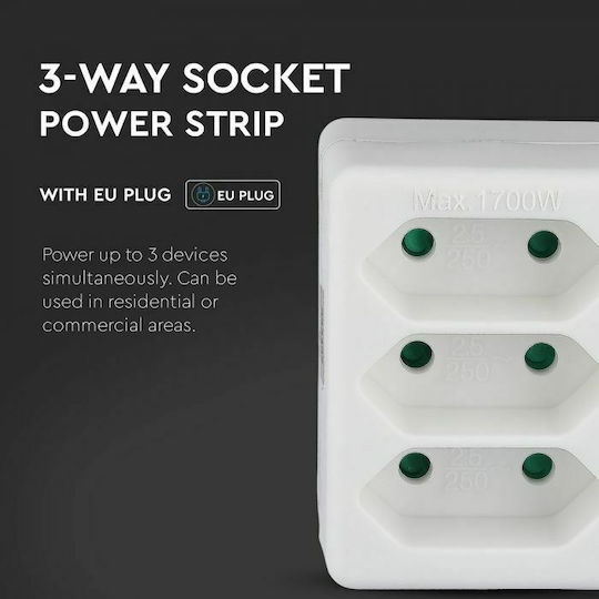 V-TAC T-Shaped Wall Plug 3 Positions