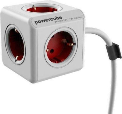 Allocacoc Extended 5-Outlet PowerCube 3m Red