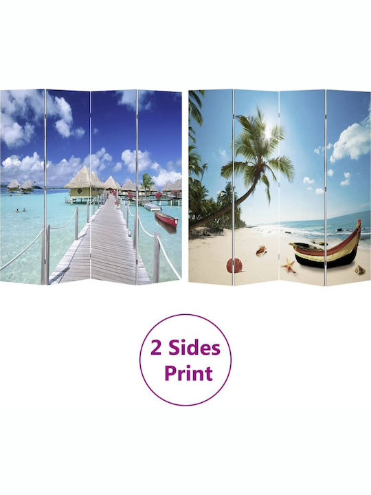 vidaXL Canvas Room Divider with 4 Panels 160x170cm