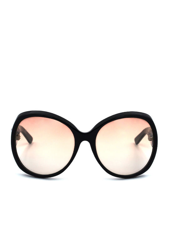 Bottega Veneta Women's Sunglasses with Black Plastic Frame and Brown Gradient Lens BV65S 807LF