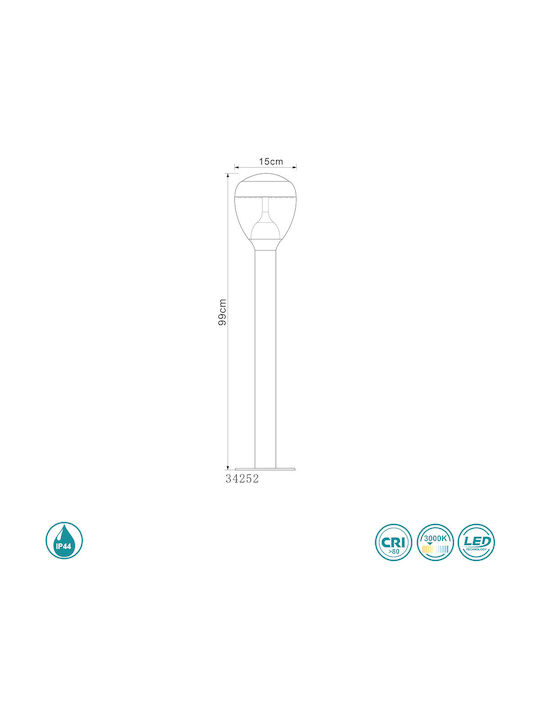 Globo Lighting Lampa Posta LED Pentru Exterior 9W Cu Alb Cald IP44 Argintiu