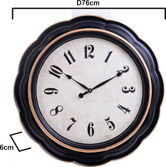 Inart Wall Clock Plastic Black Ø76cm