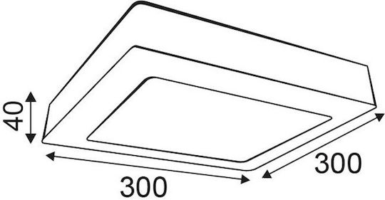 Aca Square Outdoor LED Panel 26W with Warm White Light 3000K 30x30cm
