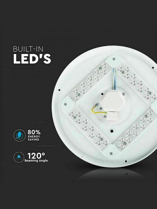 V-TAC Кръгла На открито LED Панел 24W с Топло бяло Светлина 35см.