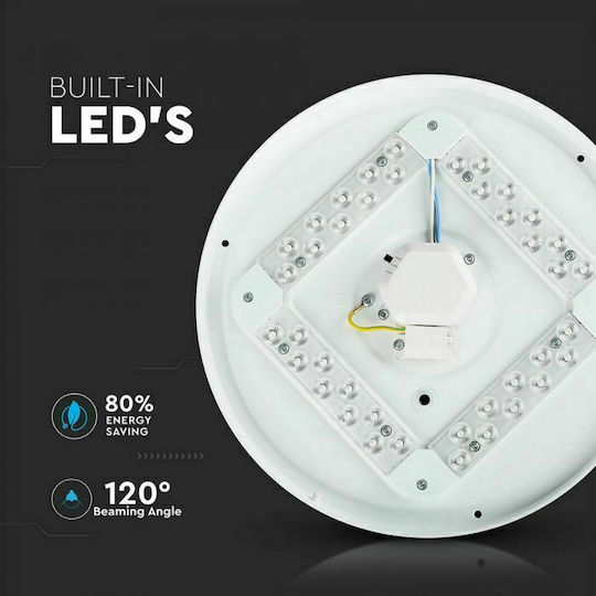 V-TAC Кръгла На открито LED Панел 24W с Топло бяло Светлина 35см.