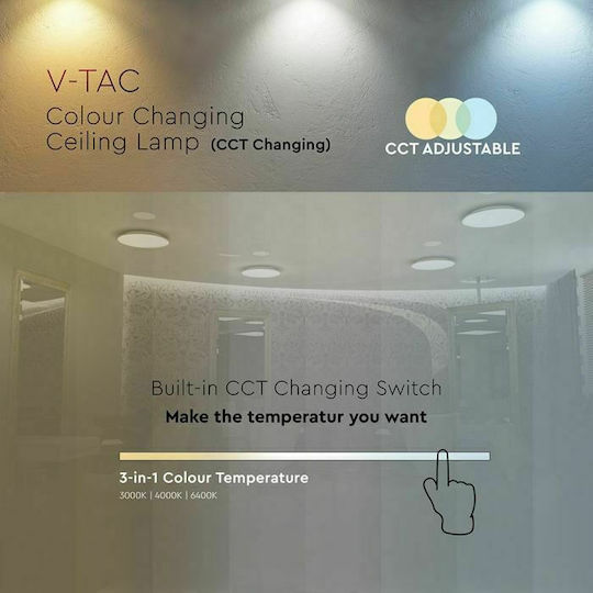 V-TAC Кръгла На открито LED Панел 24W с Топло бяло Светлина 35см.
