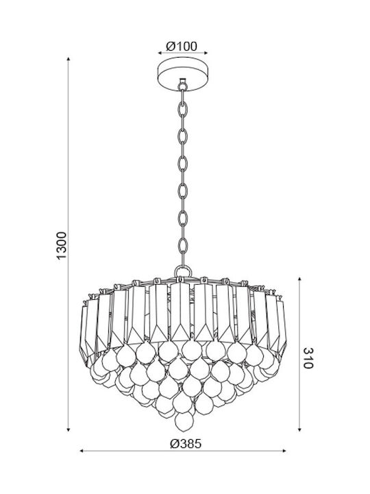 Aca Grappa Chandelier with Crystals 3xE14 Transparent 38.5cm SF175323PC