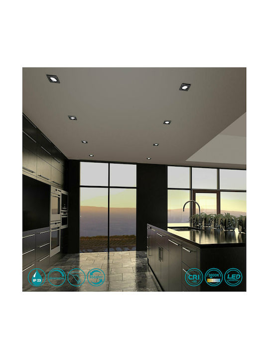 Trio Lighting Pamir Square Metallic Recessed Spot with Integrated LED and Warm White Light White 5x5cm. 1pcs