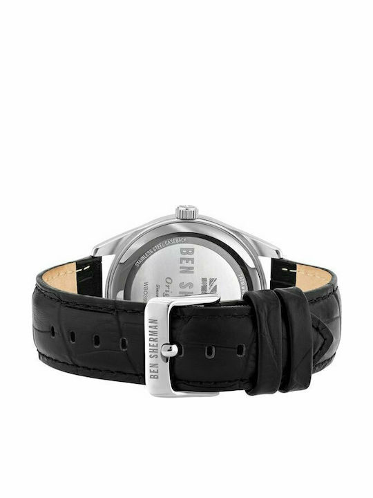 Ben Sherman Spitafields Heritage Herrenuhr 43mm Batterie mit Schwarz Lederarmband
